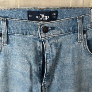 Distressed Hollister Blue Slim Straight Jeans Size 36